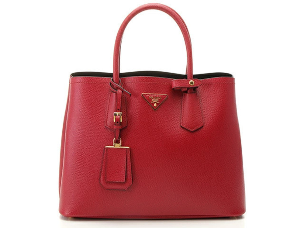 Prada Double Bag Red Black Saffiano